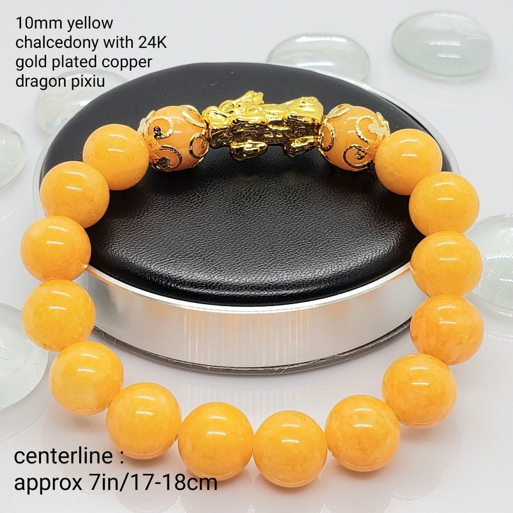 Handcrafted Yellow Chalcedony PIYAO stretch bracelet